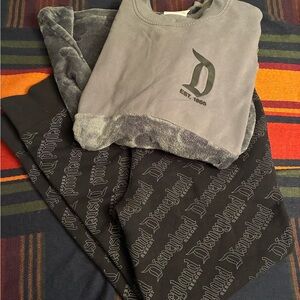 Disney Gray and Black Logo medium Pullover and Lounge Pants Set
